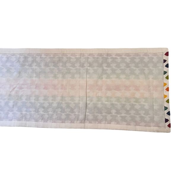 Crate & Barrel Solstice Table Runner Spring Easter Rainbow Embroidered 90x14 - Picture 6 of 15